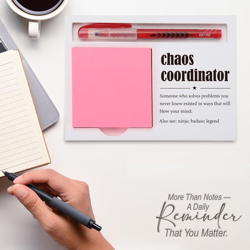 EFFJNSG Chaos Coordinator Sticky Note Holder for Desk, Funny Office Gift for Coworker, Assistant, Teacher, Boss, Project Manager, Self-Stick Note Pad Organizer with Humor Quote for Women Men EDP227 - Image 3